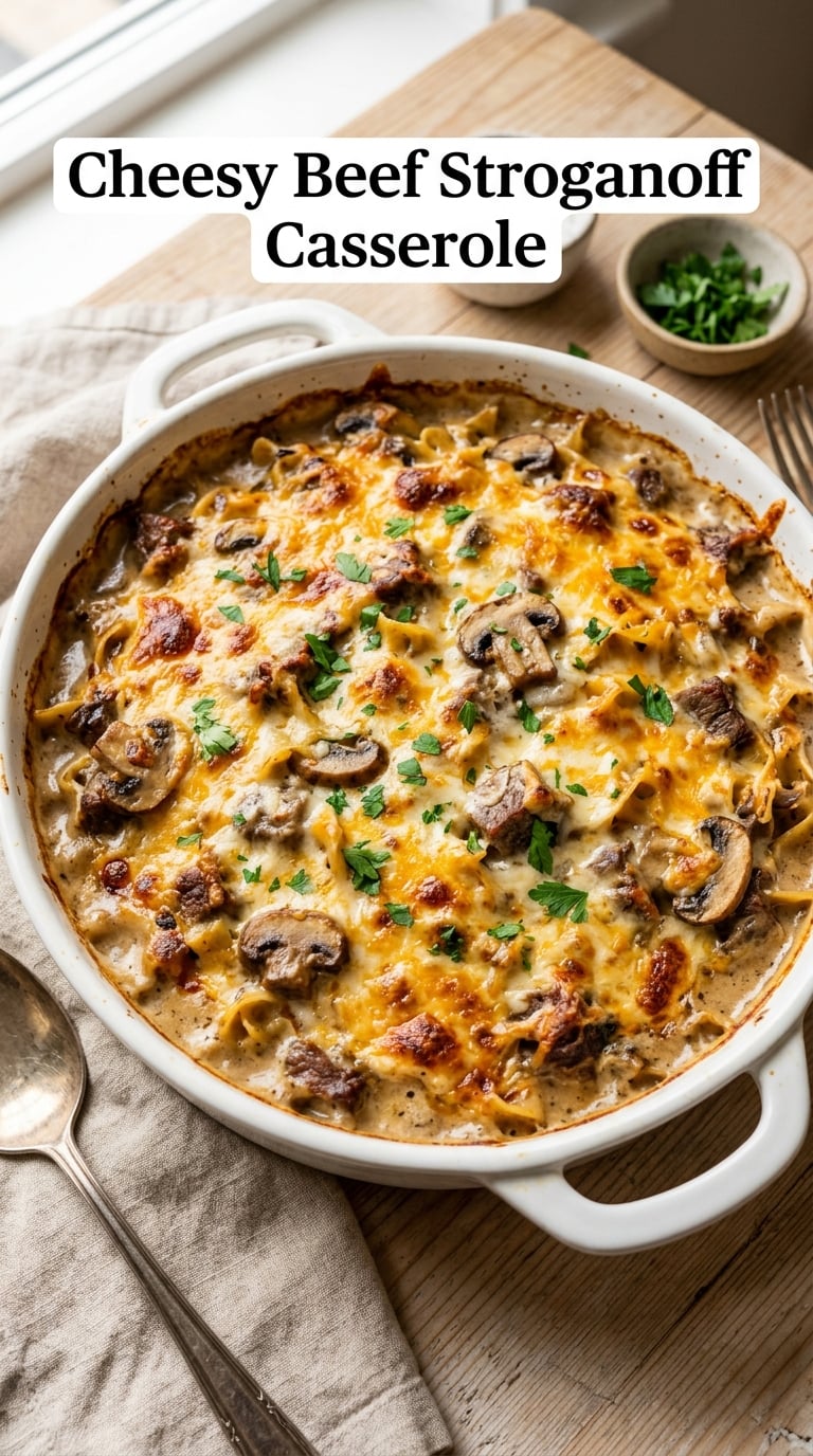 Cheesy Beef Stroganoff Casserole
