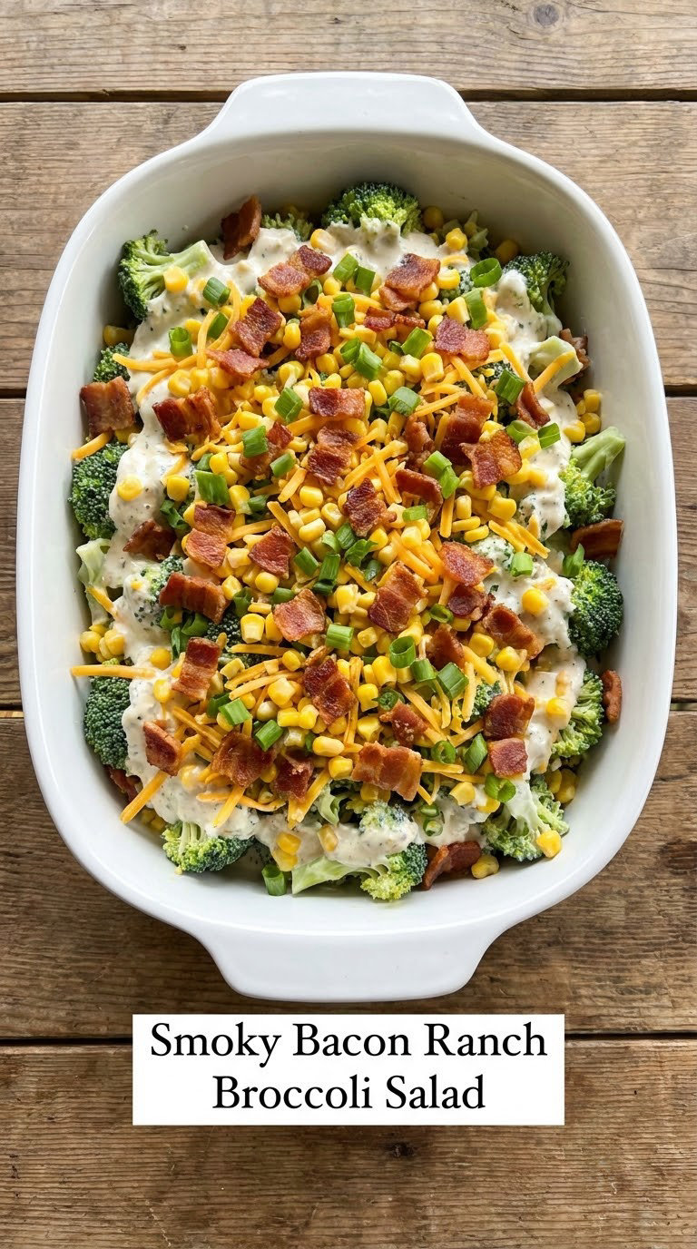 Smoky Bacon Ranch Broccoli Salad