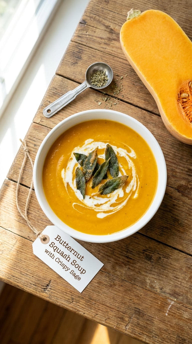Butternut Squash Soup with Crispy Sage