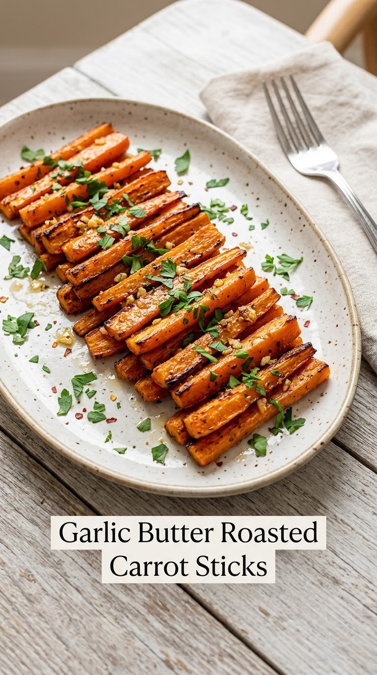 Garlic Butter Roasted Carrot Sticks
