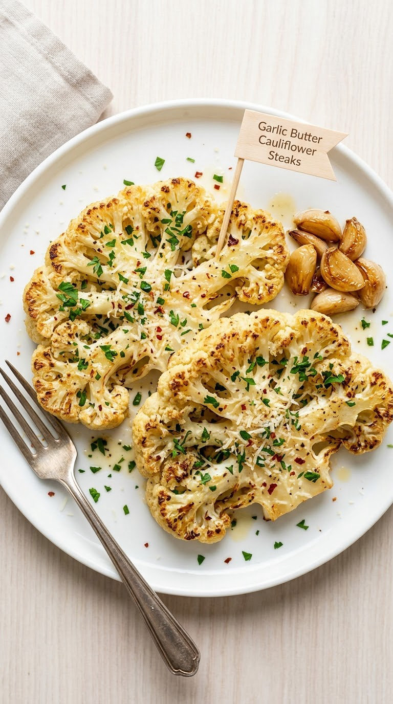 Garlic Butter Roasted Cauliflower Steaks