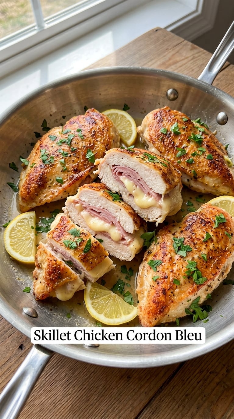 Skillet Chicken Cordon Bleu