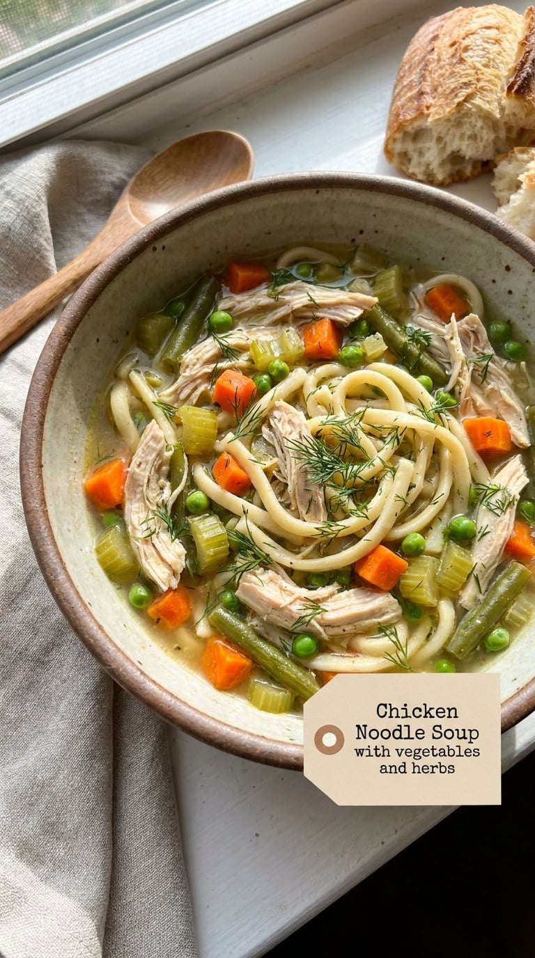 Chicken Noodle Soup with vegetables and herbs