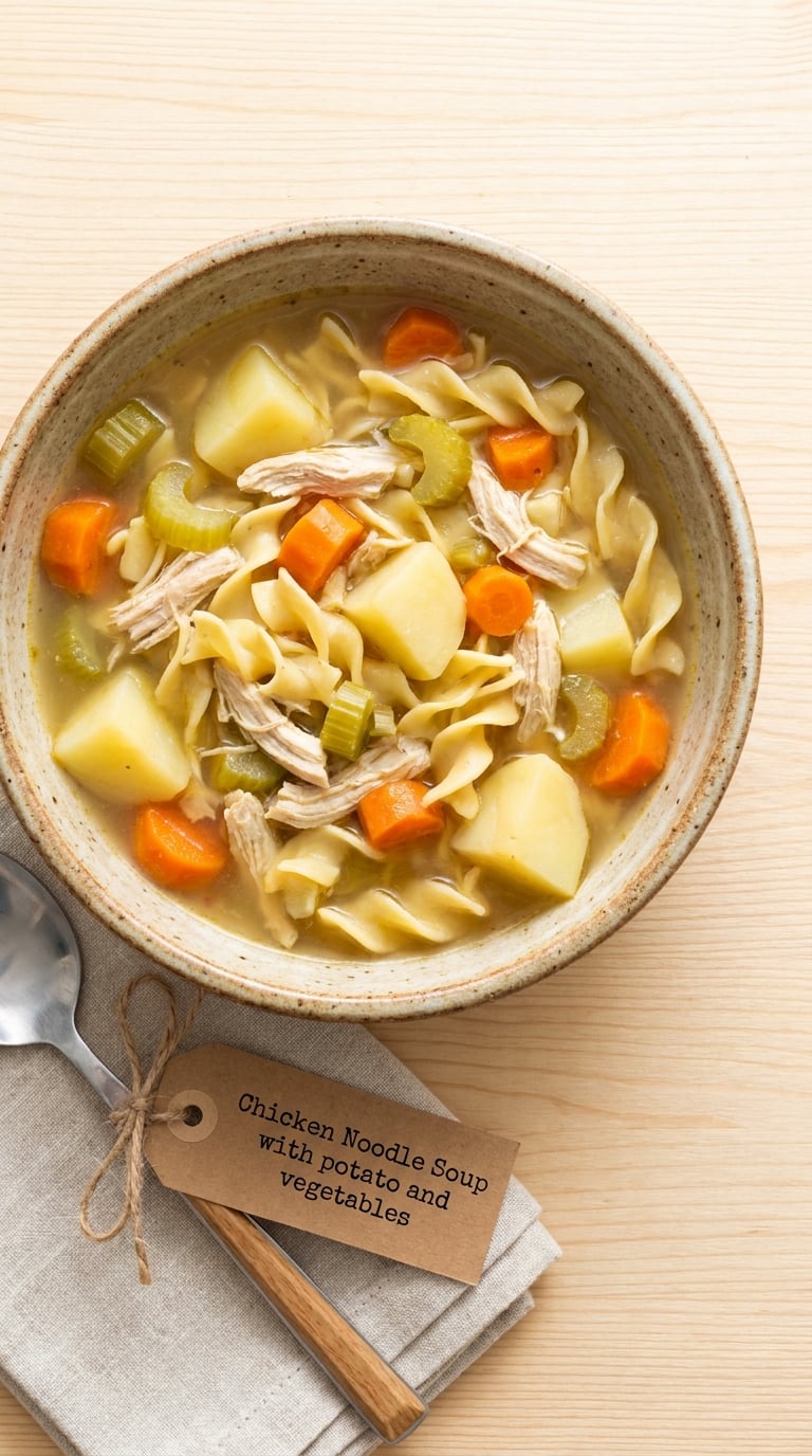 Chicken Noodle Soup with potato and vegetables
