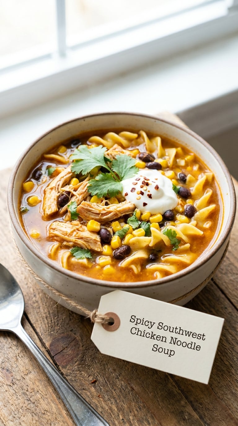 Spicy Southwest Chicken Noodle Soup
