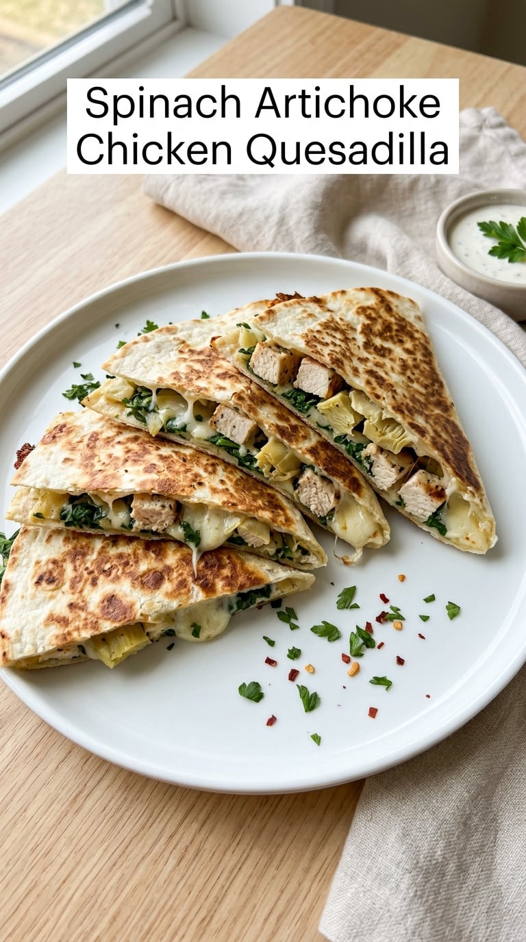 Spinach Artichoke Chicken Quesadilla