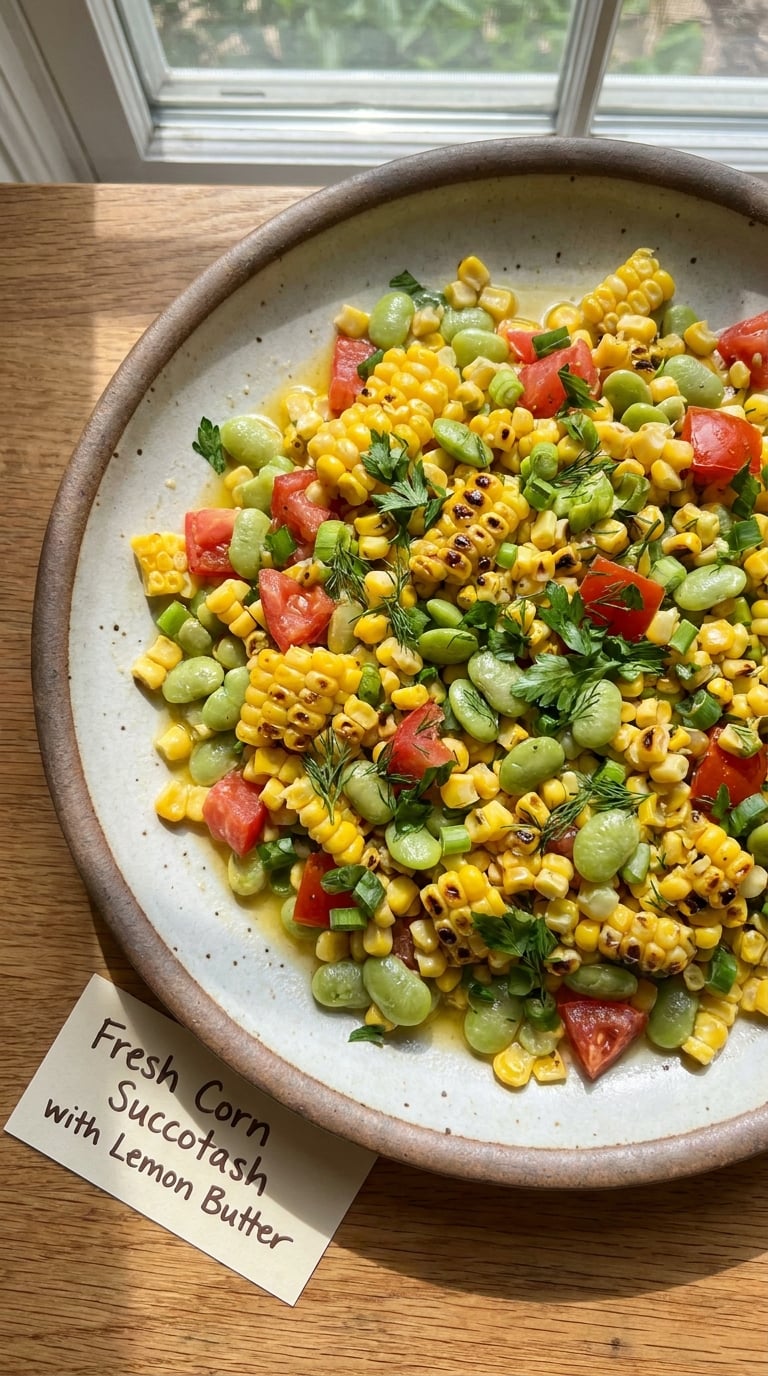 Fresh Corn Succotash with Lemon Butter