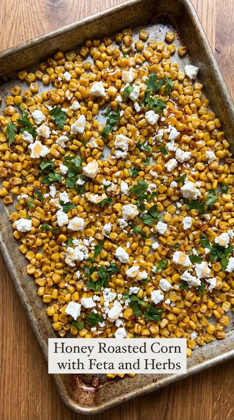 Honey Roasted Corn with Feta and Herbs
