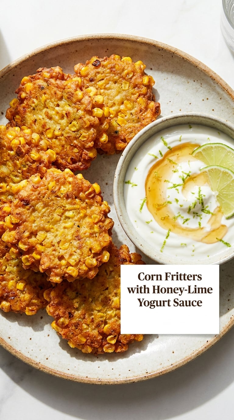 Corn Fritters with Honey-Lime Yogurt Sauce