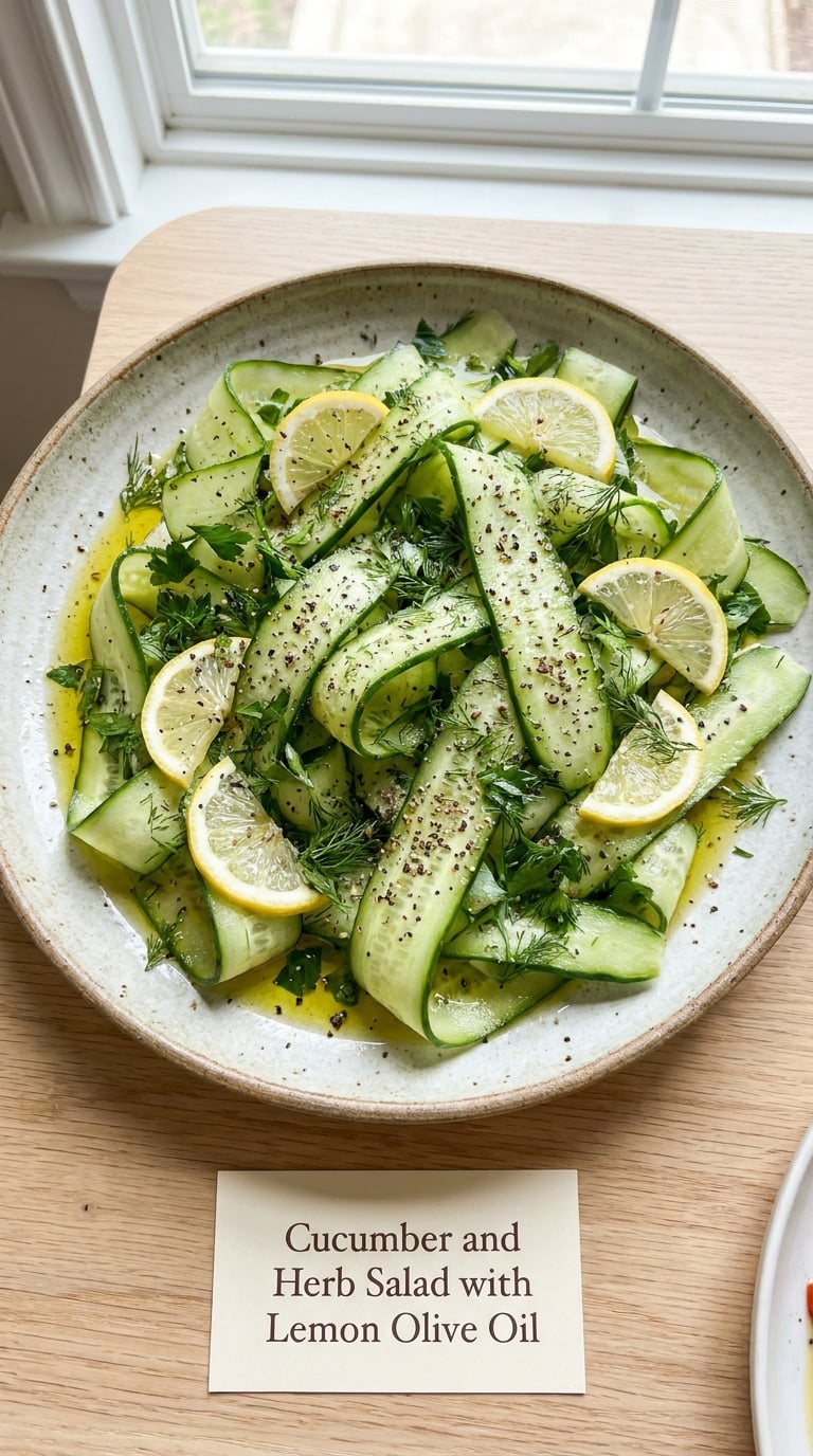 Cucumber and Herb Salad with Lemon Olive Oil