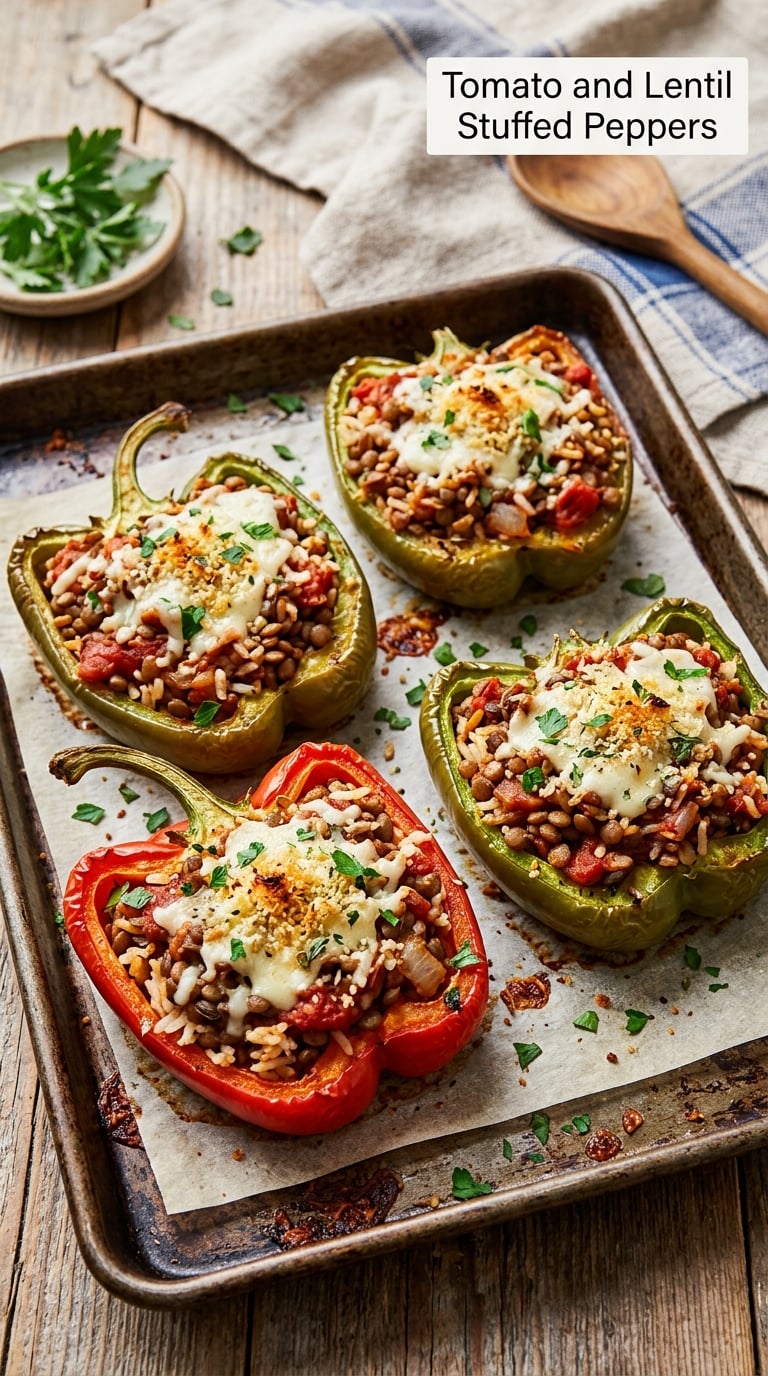 Tomato and Lentil Stuffed Peppers
