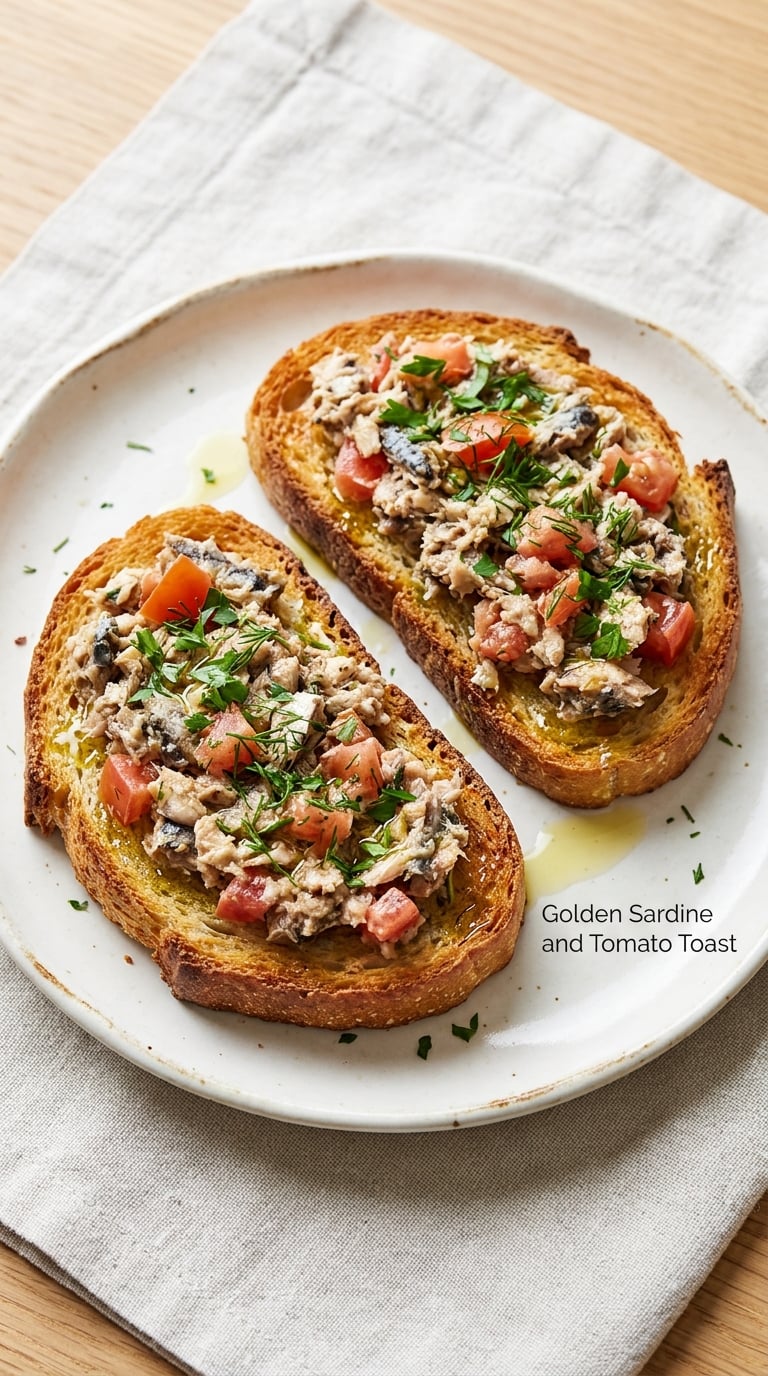 Golden Sardine and Tomato Toast