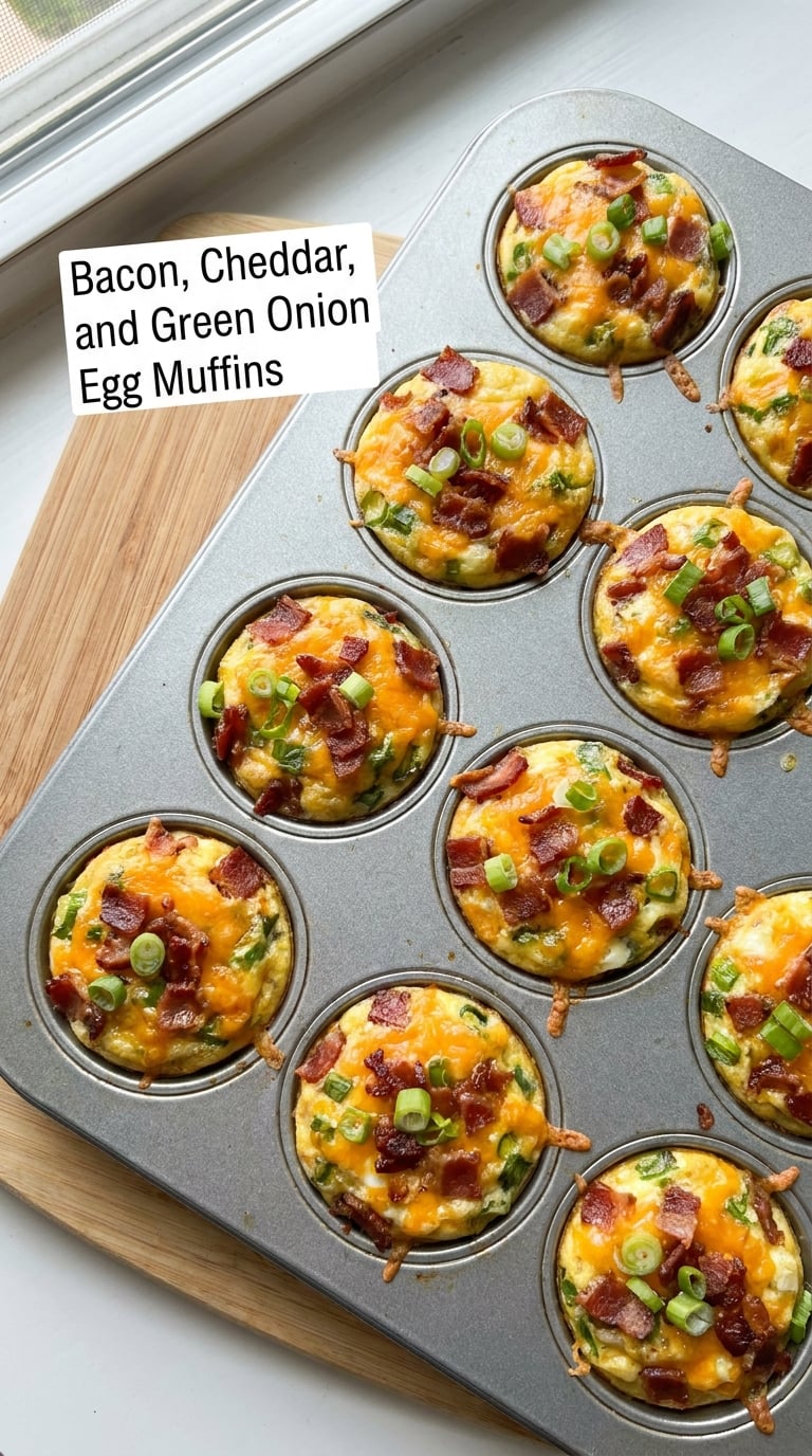 Bacon, Cheddar, and Green Onion Egg Muffins