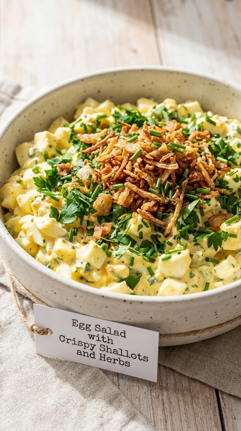 Egg Salad with Crispy Shallots and Herbs
