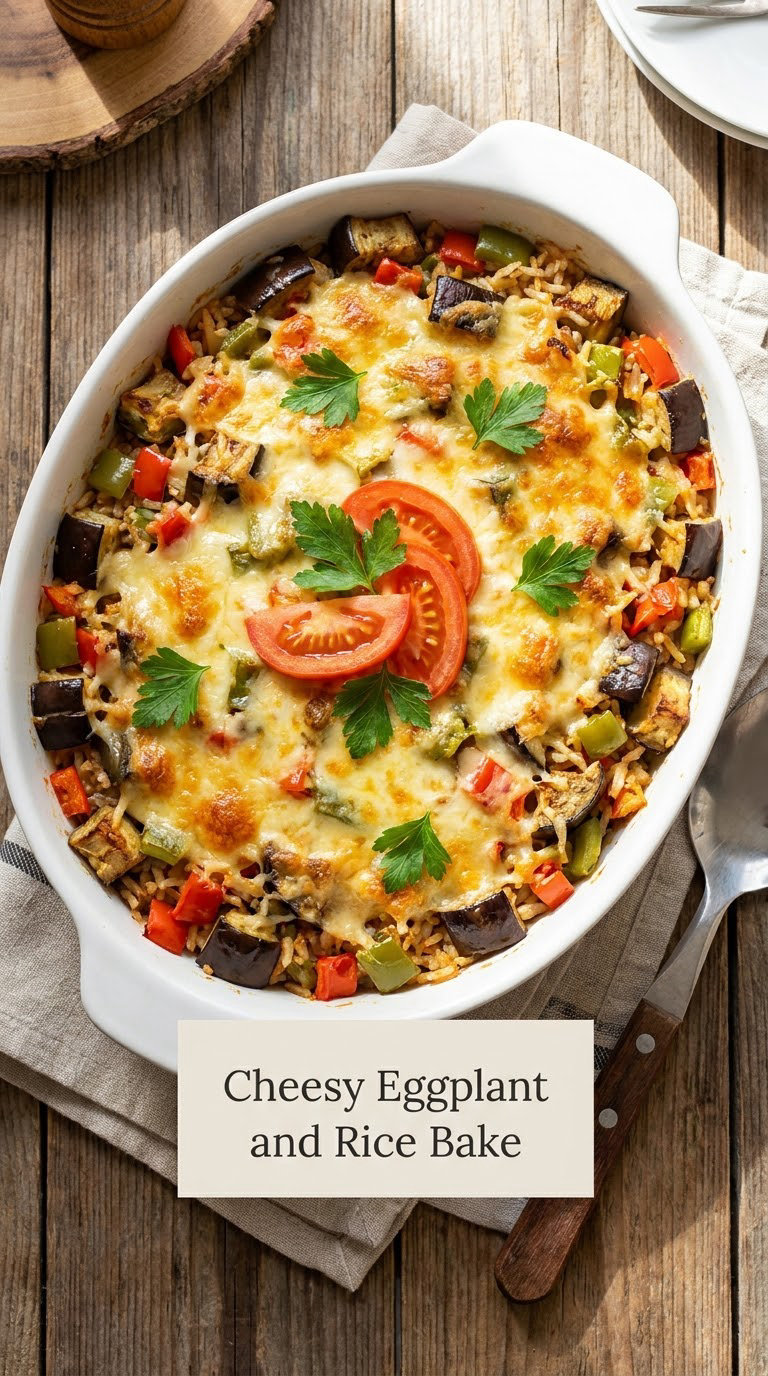 Cheesy Eggplant and Rice Bake