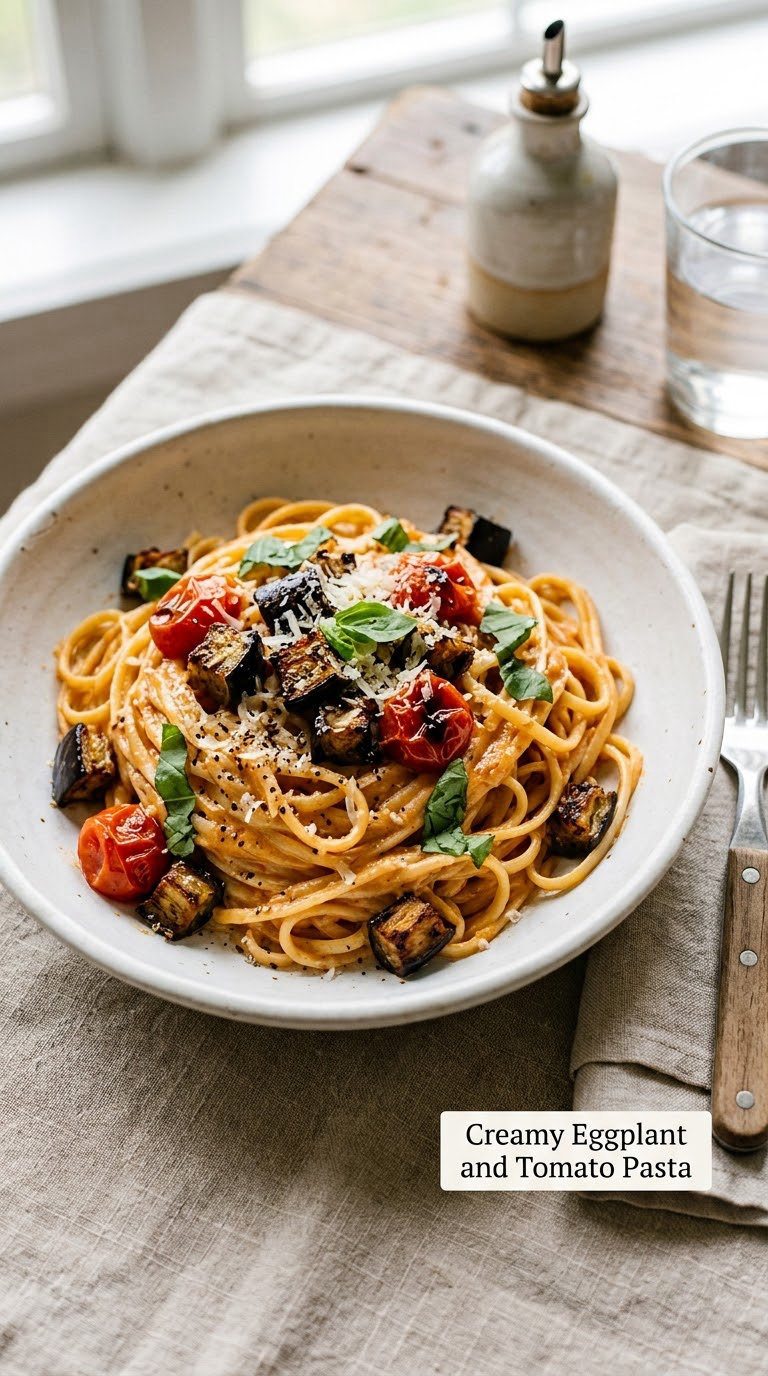 Creamy Eggplant and Tomato Pasta