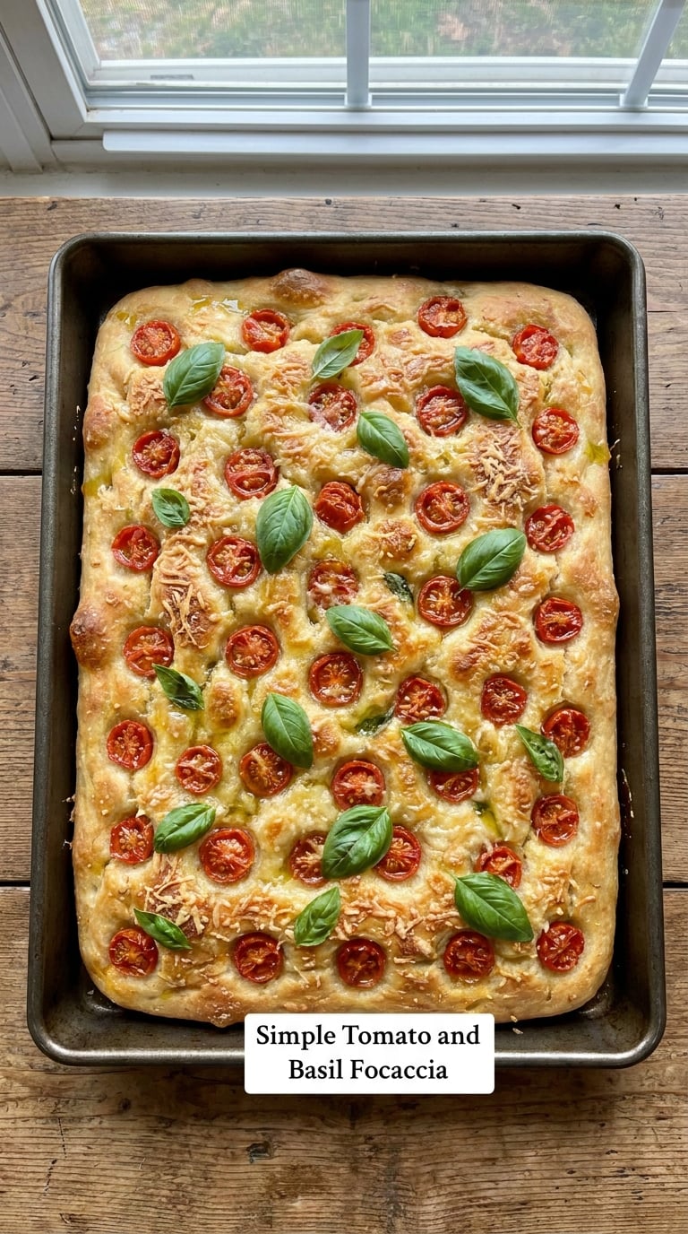 Simple Tomato and Basil Focaccia