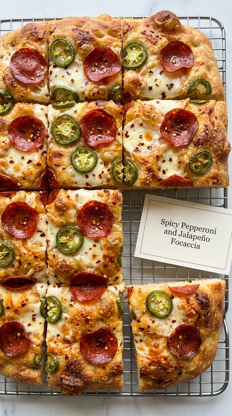 Spicy Pepperoni and Jalapeño Focaccia