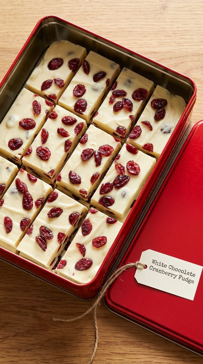 White Chocolate Cranberry Fudge