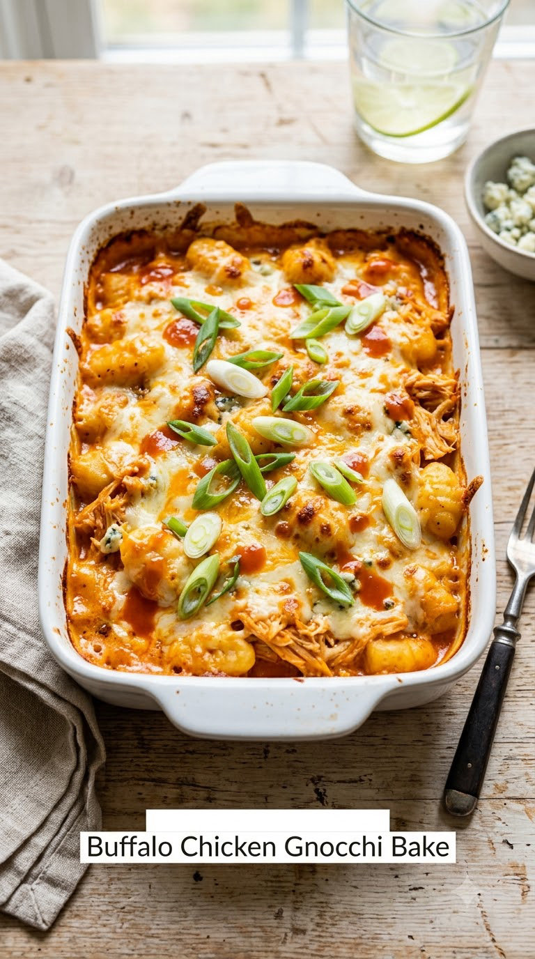 Buffalo Chicken Gnocchi Bake
