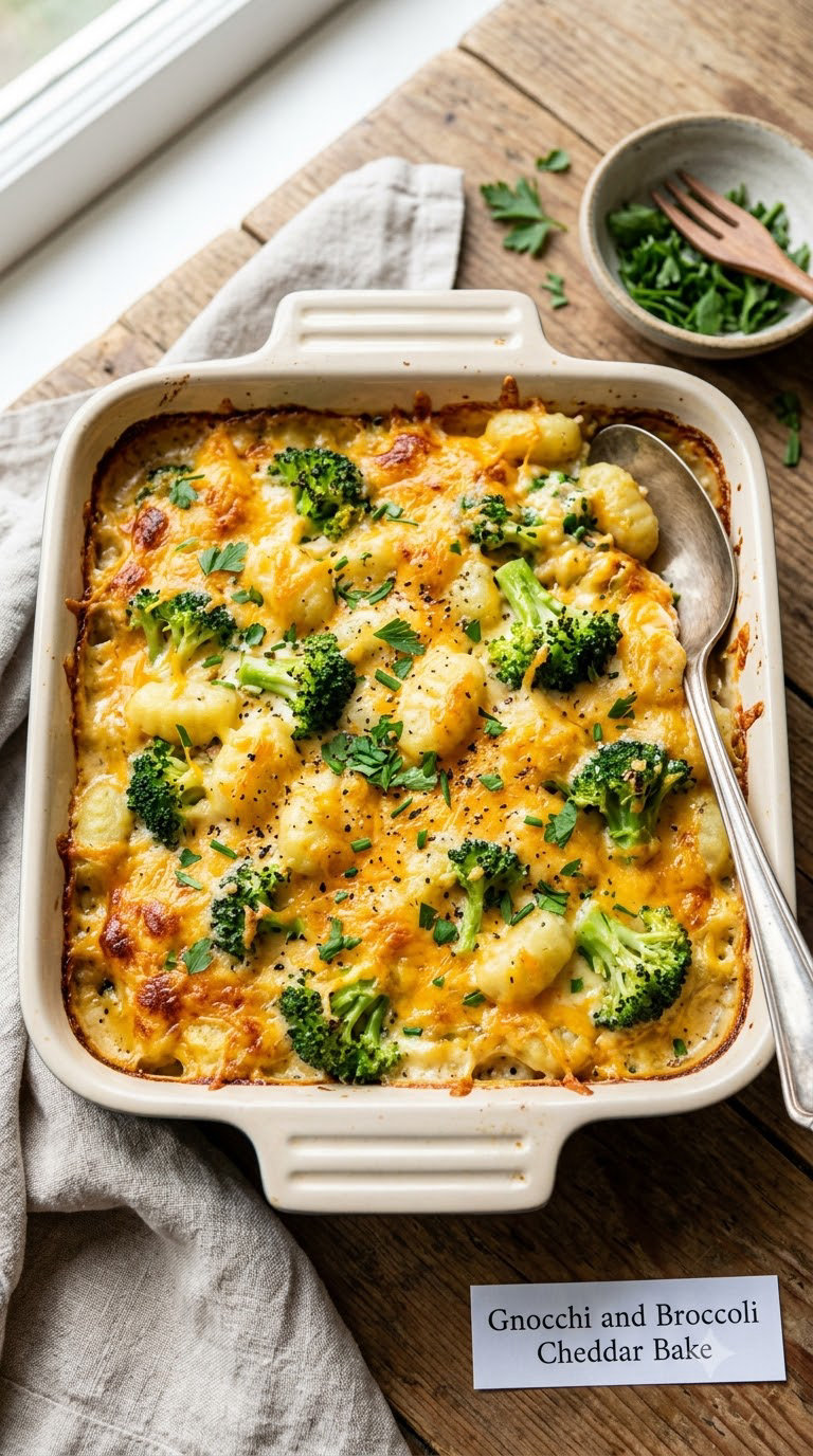 Gnocchi and Broccoli Cheddar Bake
