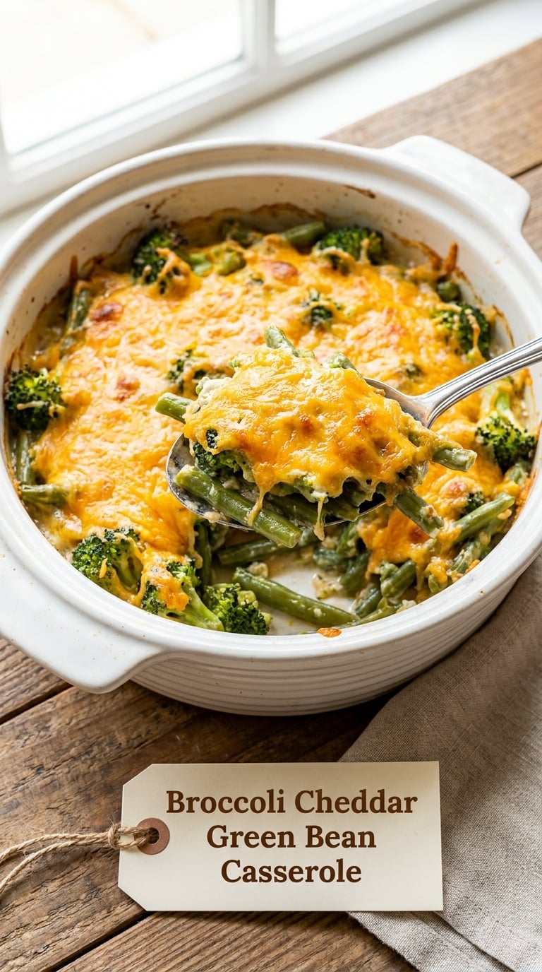 Broccoli Cheddar Green Bean Casserole