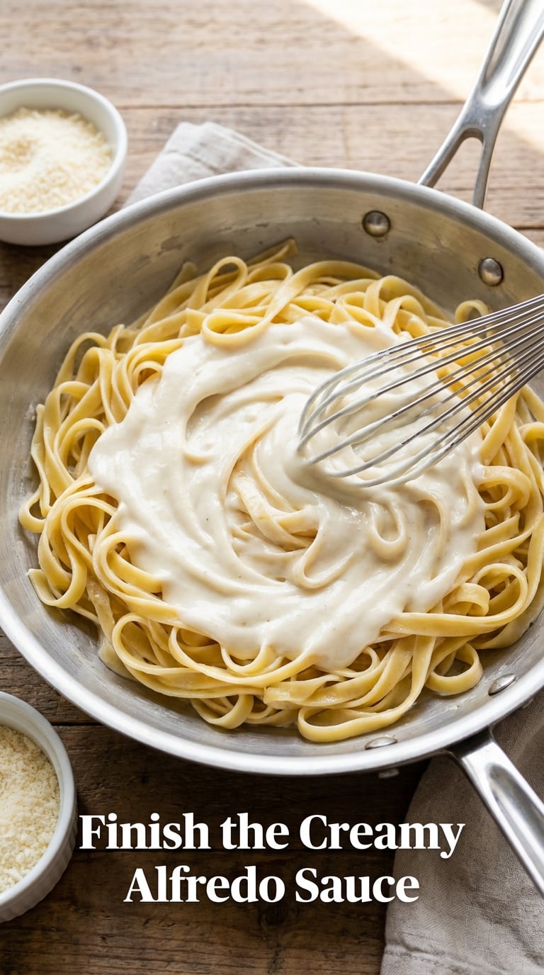 Finish the Creamy Alfredo Sauce