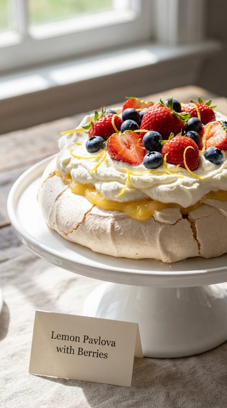 Lemon Pavlova with Berries