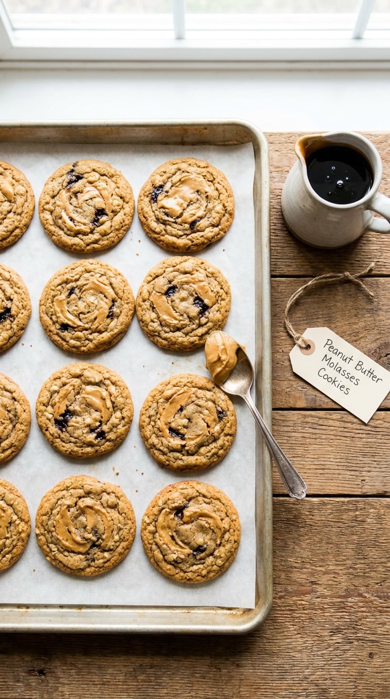 Peanut Butter Molasses Oatmeal Cookies