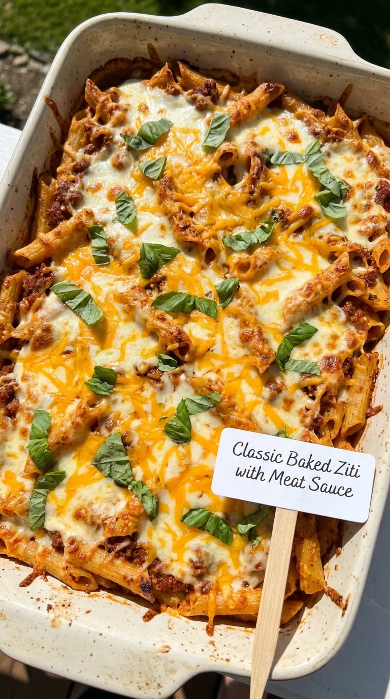 Classic Baked Ziti with Meat Sauce