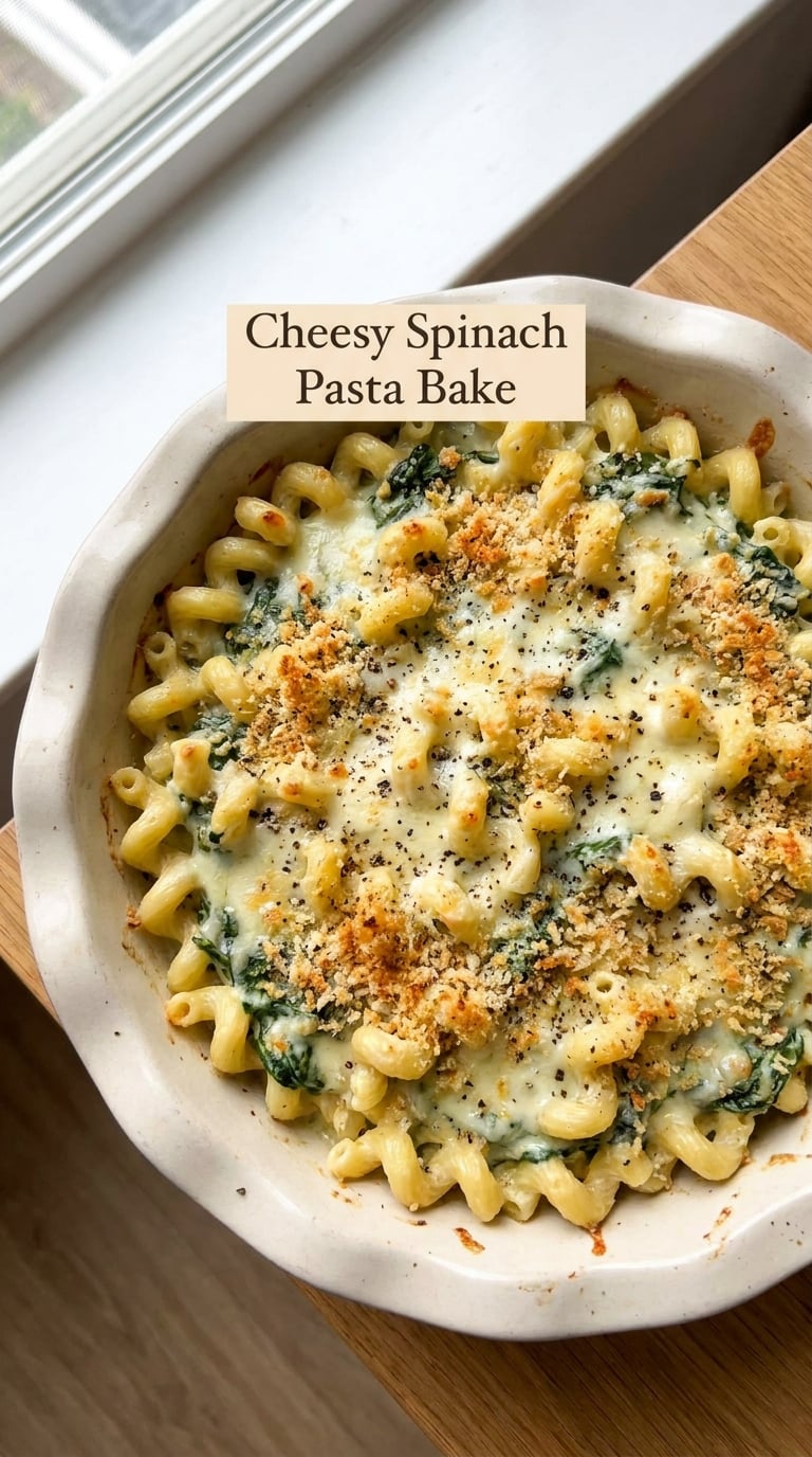 Cheesy Spinach Pasta Bake