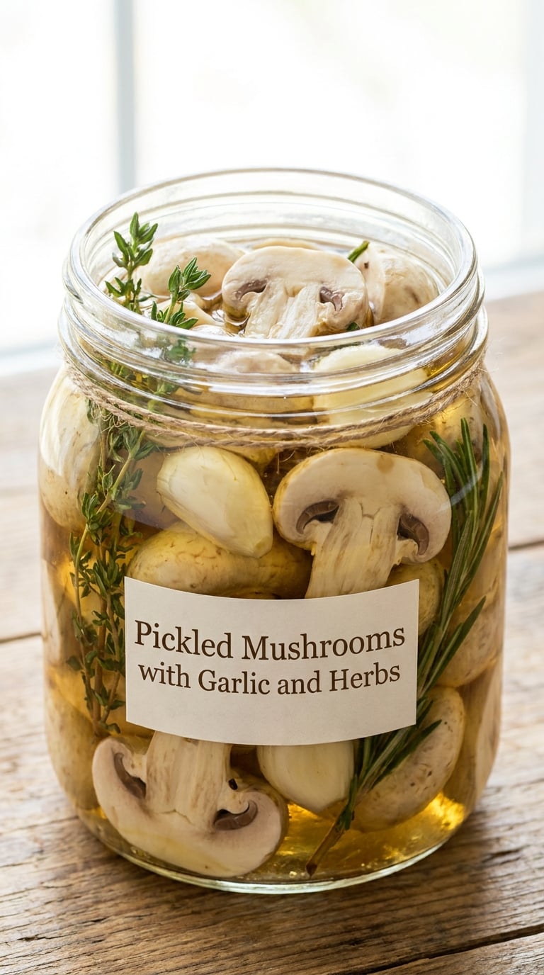 Pickled Mushrooms with Garlic and Herbs