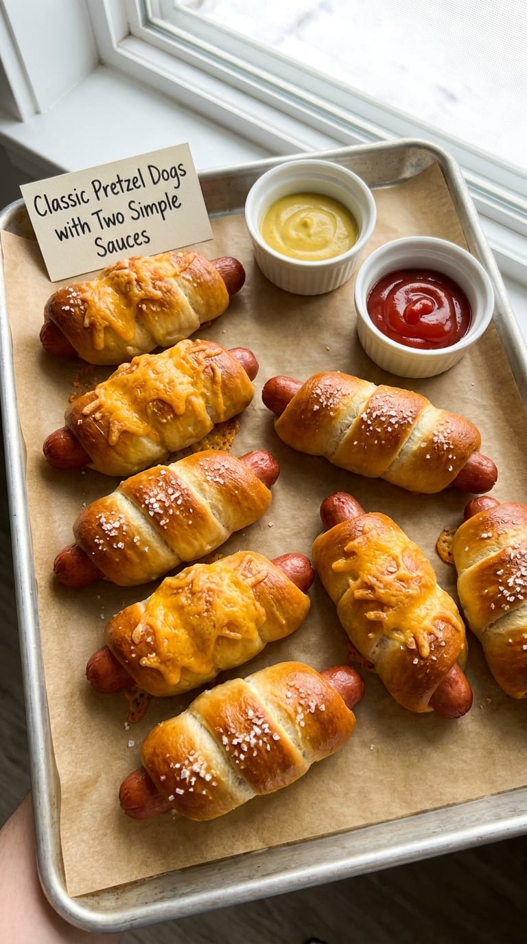 Classic Pretzel Dogs with Two Simple Sauces