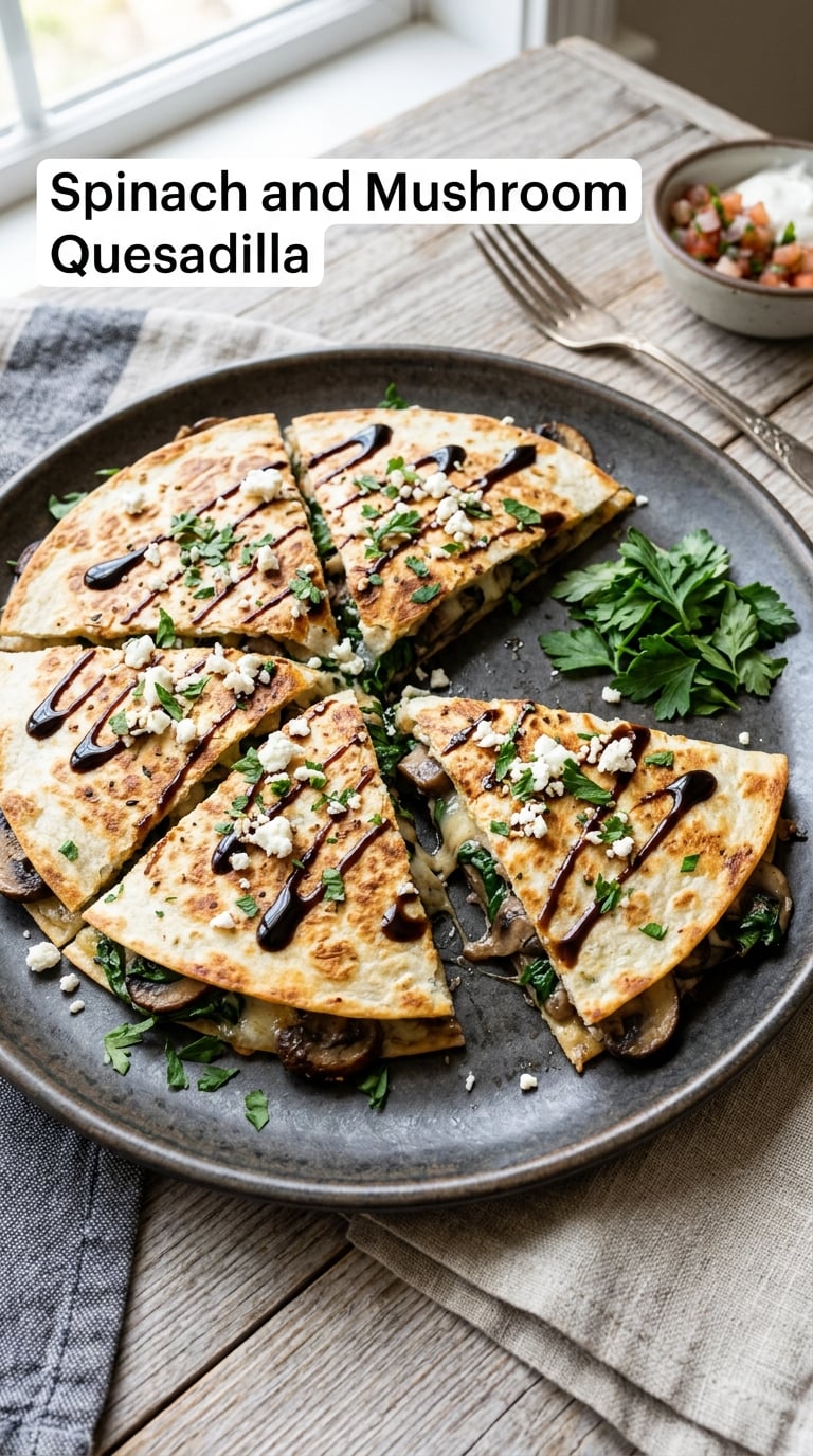 Spinach and Mushroom Quesadillas