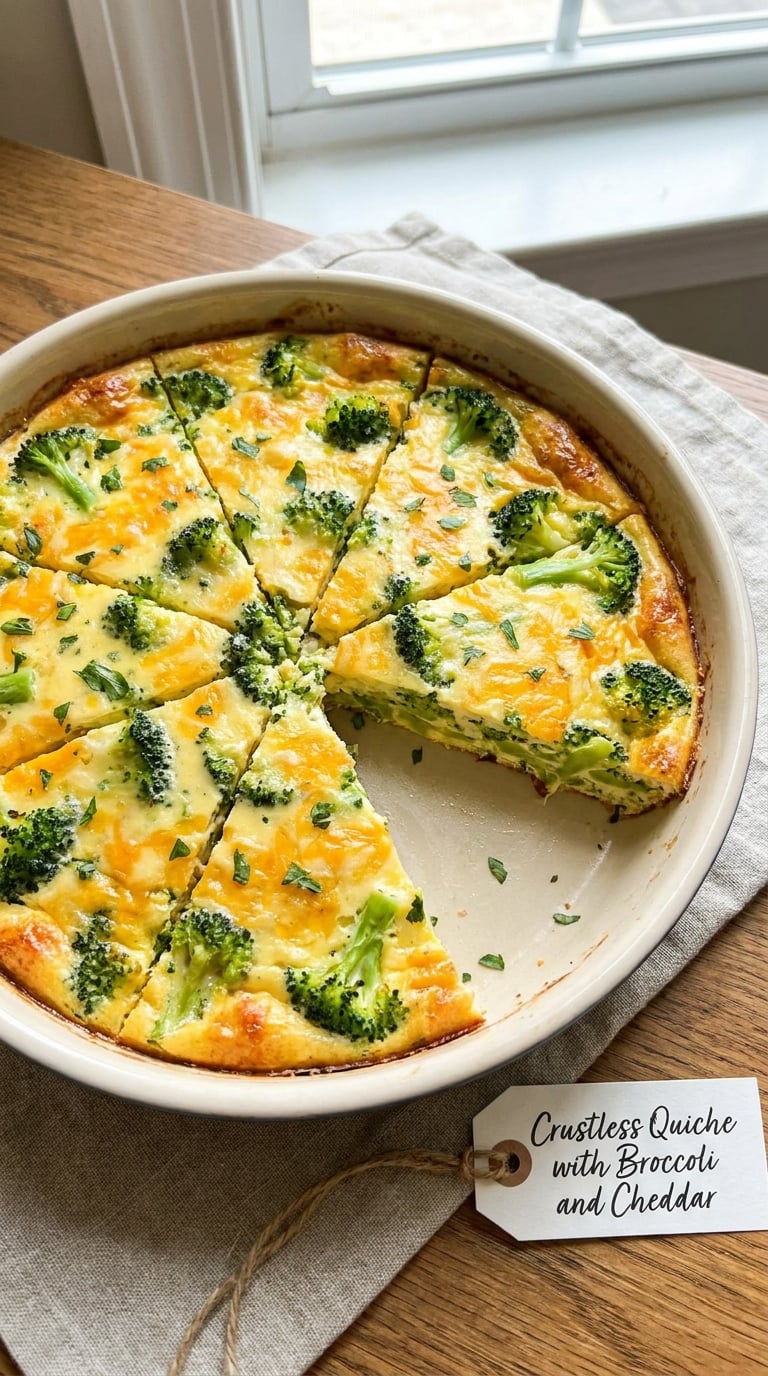 Crustless Quiche with Broccoli and Cheddar