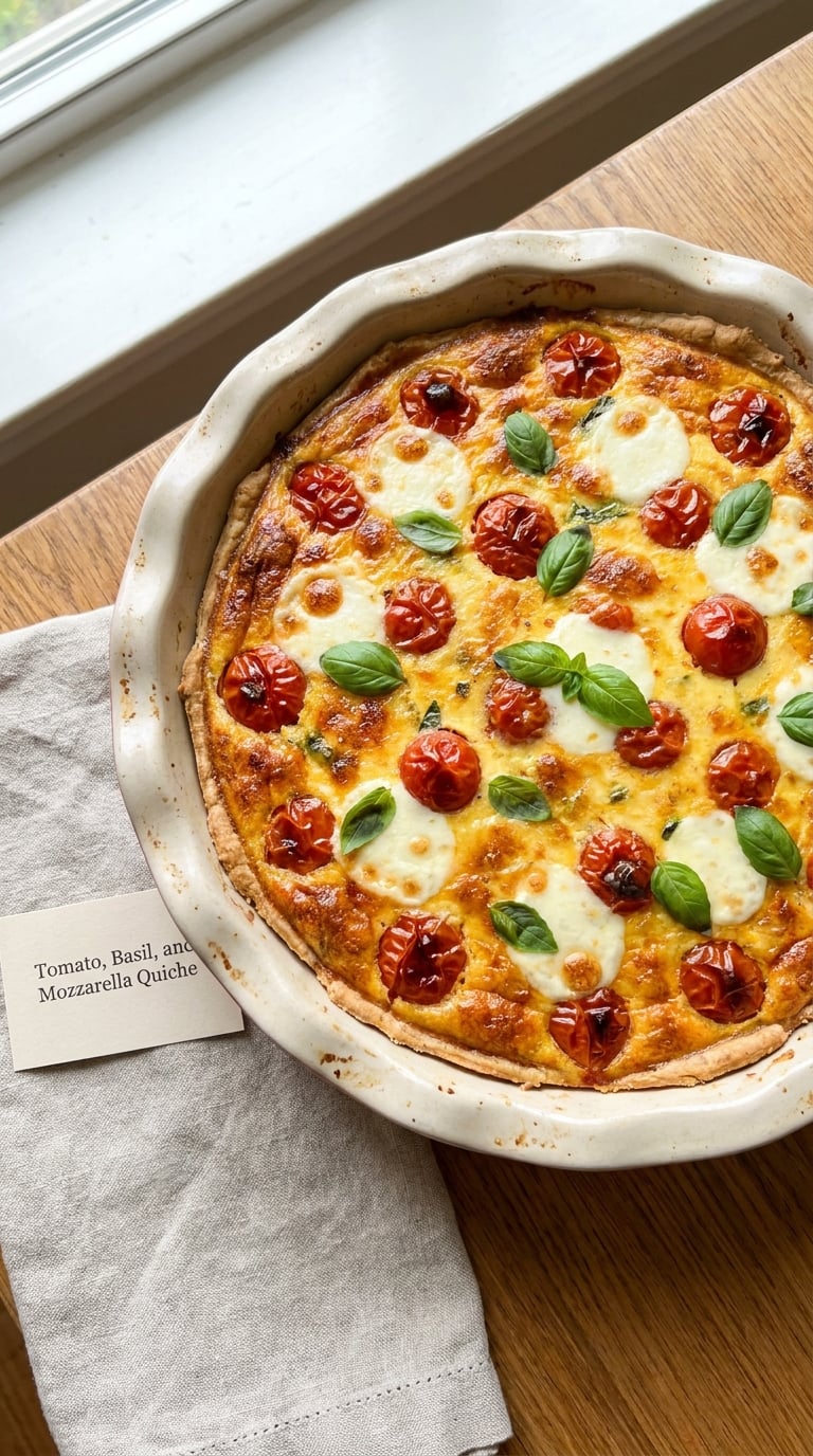 Tomato, Basil, and Mozzarella Quiche