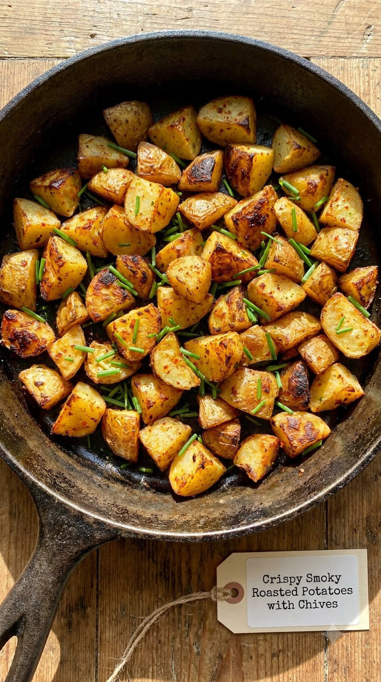 Crispy Smoky Roasted Potatoes with Chives