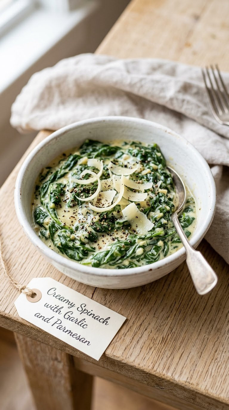 Creamy Spinach with Garlic and Parmesan
