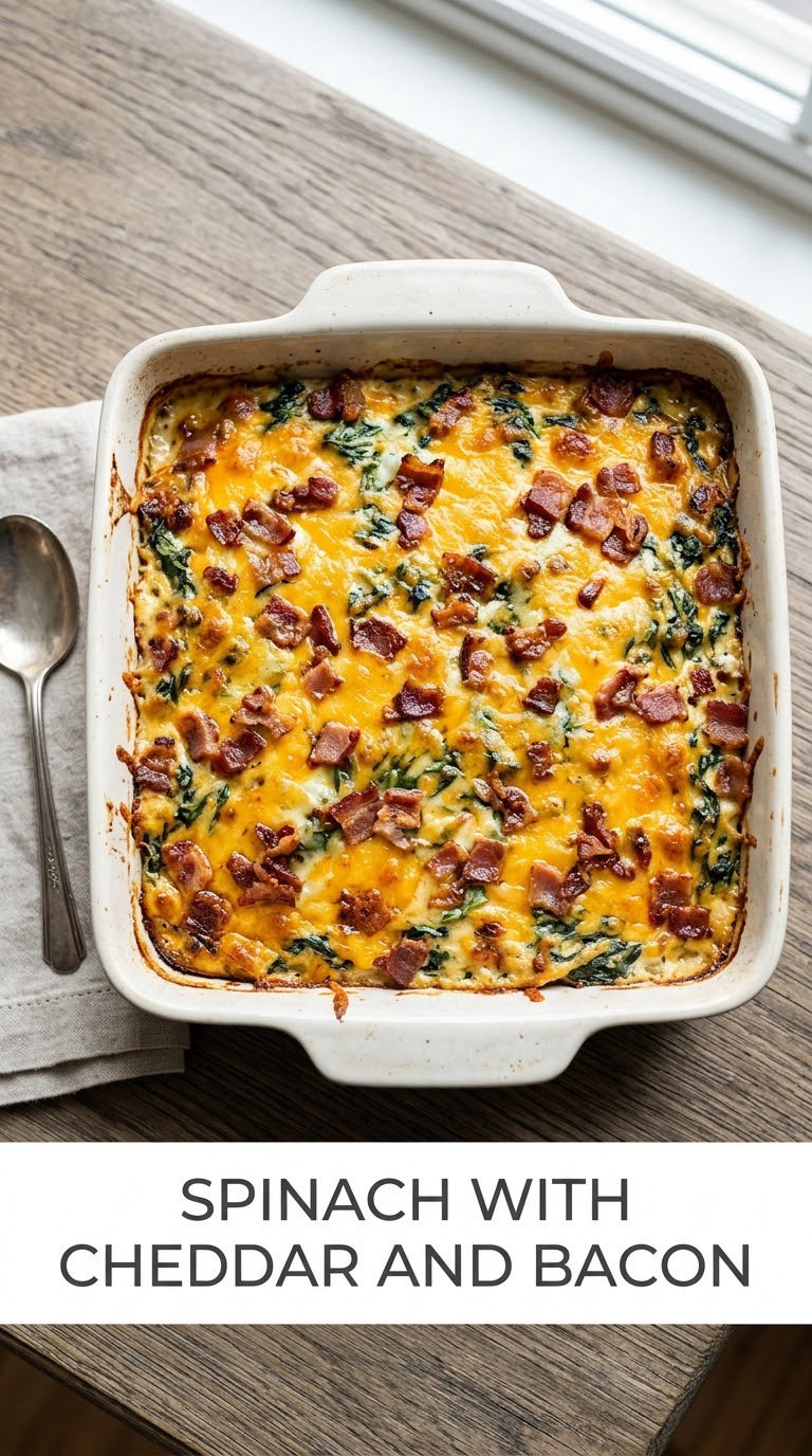 Spinach with Cheddar and Bacon