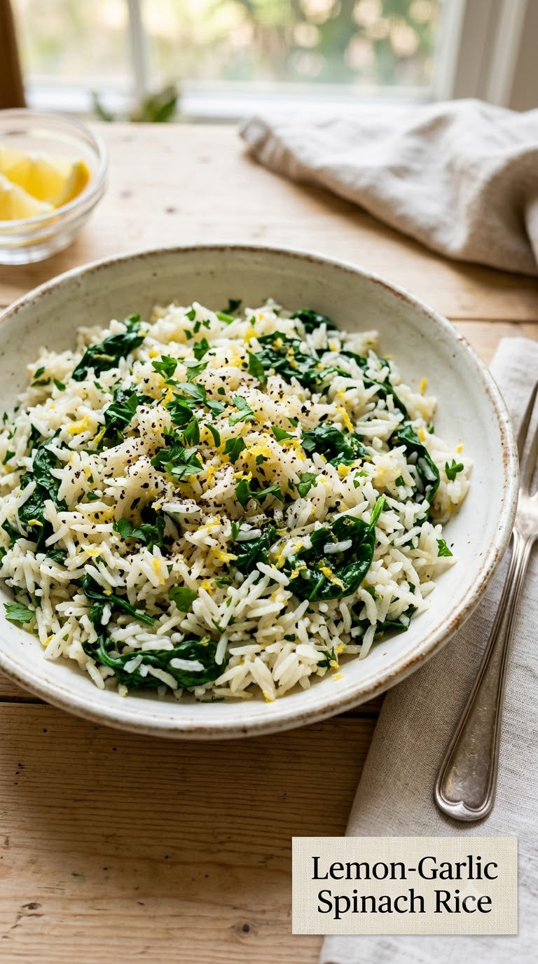 Lemon-Garlic Spinach Rice