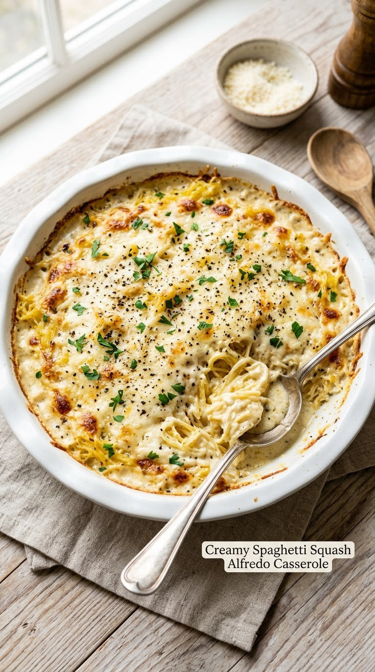 Creamy Spaghetti Squash Alfredo Casserole