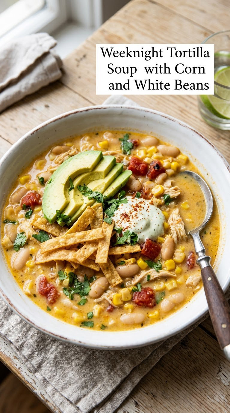 Weeknight Tortilla Soup with Corn and White Beans