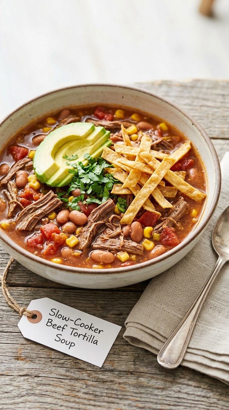 Slow-Cooker Beef Tortilla Soup