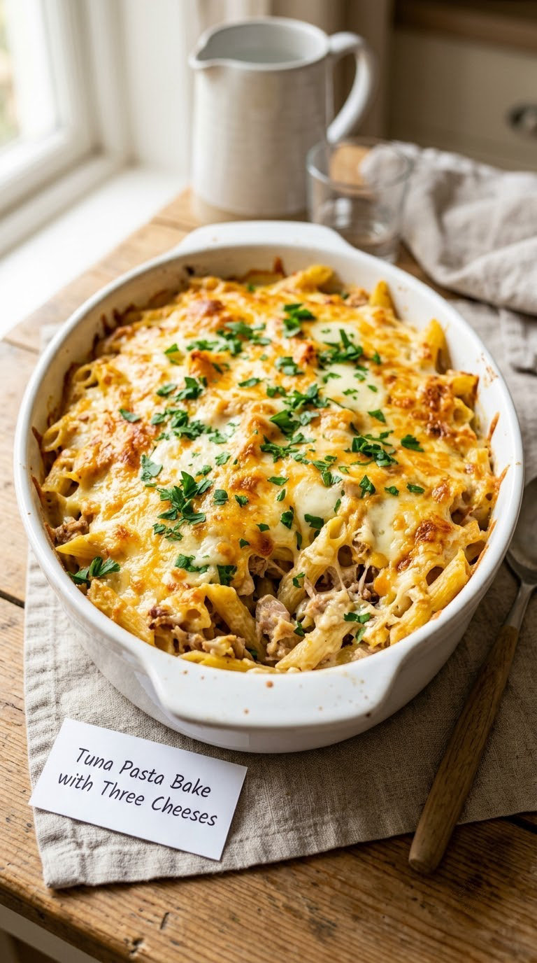 Tuna Pasta Bake with Three Cheeses
