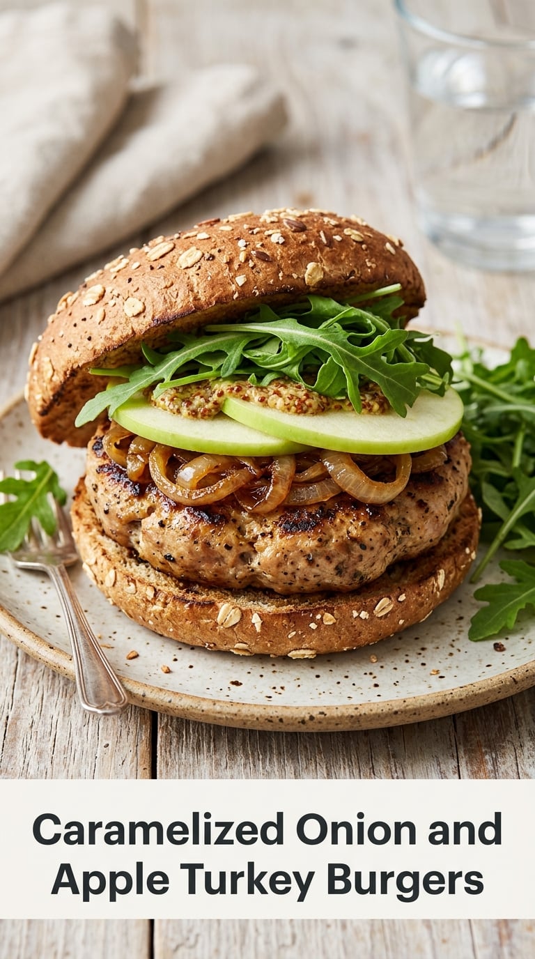 Caramelized Onion and Apple Turkey Burgers