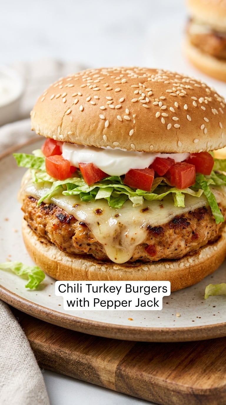 Chili Turkey Burgers with Pepper Jack