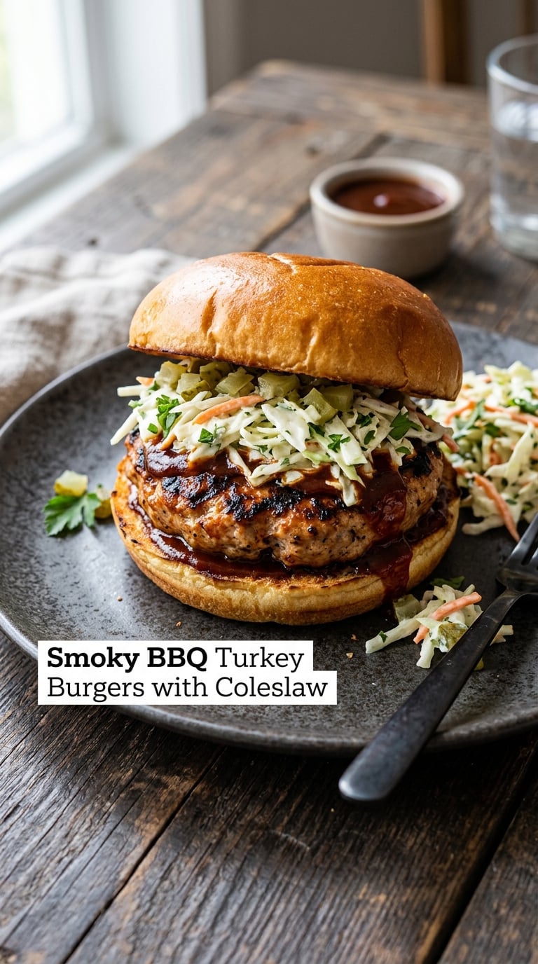 Smoky BBQ Turkey Burgers with Coleslaw