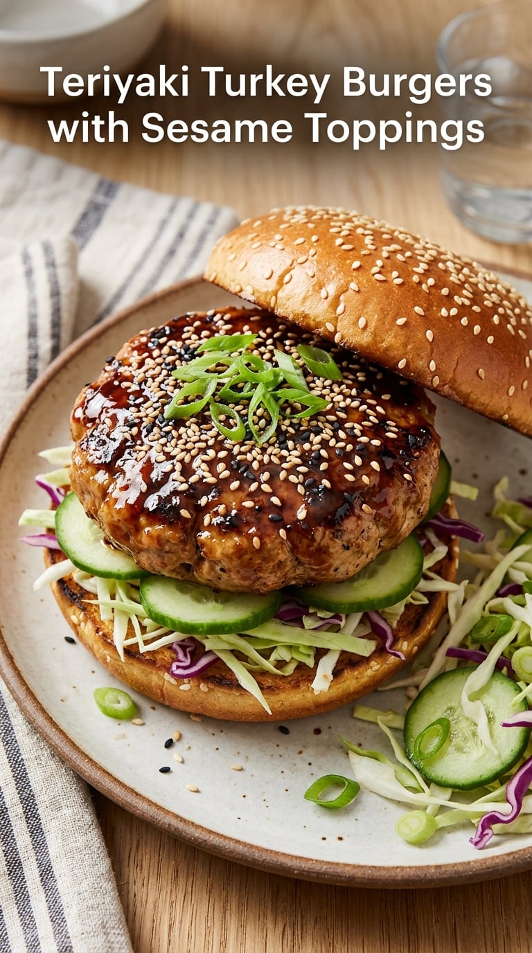 Teriyaki Turkey Burgers with Sesame Toppings