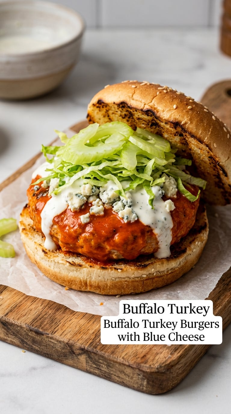 Buffalo Turkey Burgers with Blue Cheese