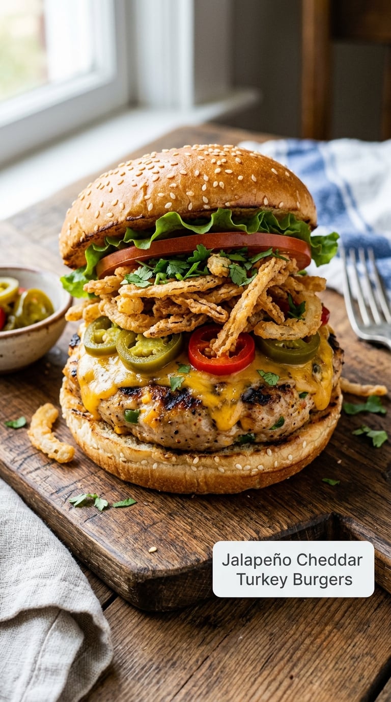 Jalapeño Cheddar Turkey Burgers